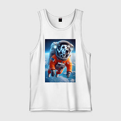 Майка мужская хлопок Далматинец бравый космонавт - нейроарт фантазия, цвет: белый