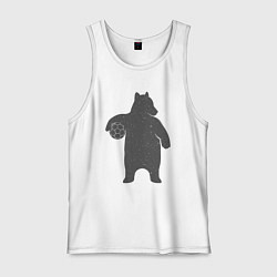 Майка мужская хлопок Футболист мишка, цвет: белый