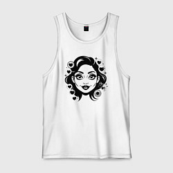 Майка мужская хлопок Девушка с макияжем, цвет: белый