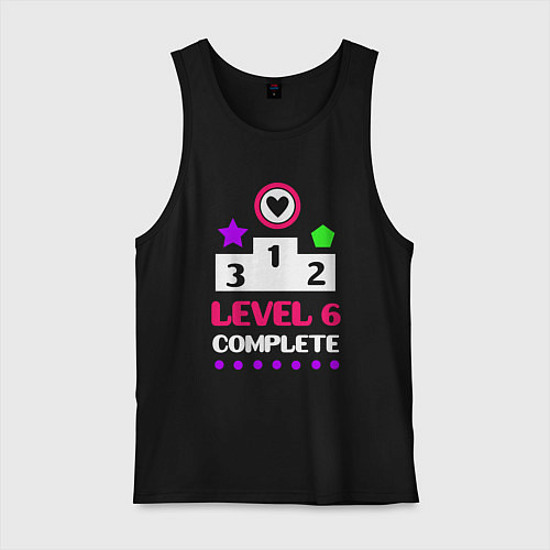 Мужская майка 6 уровень пройден / Черный – фото 1