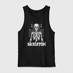 Майка мужская хлопок Скелет в схемах, цвет: черный
