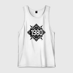 Майка мужская хлопок 1980 год в стиле ретро, цвет: белый
