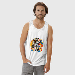 Майка мужская хлопок Абстракция жираф в точечку, цвет: белый — фото 2