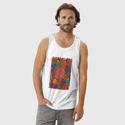 Майка мужская хлопок Astro психоделический рисунок, цвет: белый — фото 2