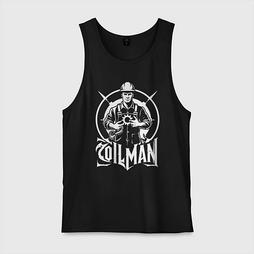 Мужская майка Нефтяник с шестерёнкой / Черный – фото 1