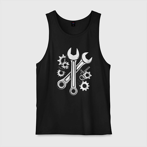 Мужская майка Рожковые ключи и шестеренки / Черный – фото 1