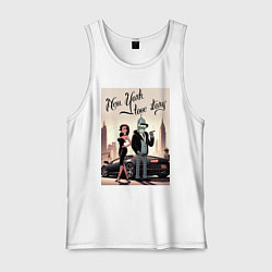 Майка мужская хлопок Бендер в Нью-Йорке - любовная история, цвет: белый