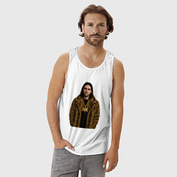 Майка мужская хлопок Bones в шубе, цвет: белый — фото 2