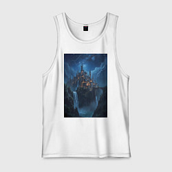 Майка мужская хлопок Замок Хогвартс под звездным небом, цвет: белый