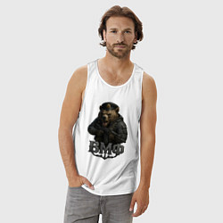 Майка мужская хлопок ВМФ медведь пехотинец, цвет: белый — фото 2