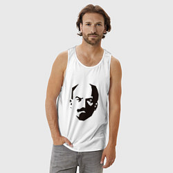 Майка мужская хлопок Владимир Ленин абстрактный портрет, цвет: белый — фото 2