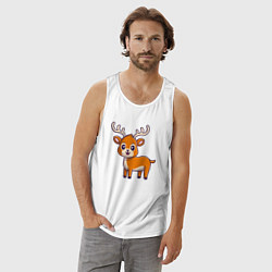 Майка мужская хлопок Оленёнок, цвет: белый — фото 2