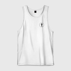 Майка мужская хлопок Мы в бой пойдём с крестами на груди круглый арт, цвет: белый