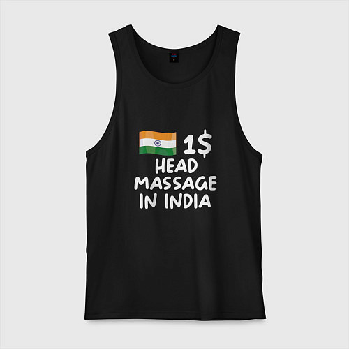 Мужская майка Флаг Индии: head massage in india / Черный – фото 1