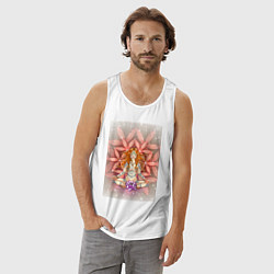 Майка мужская хлопок Йогиня в позе лотоса, цвет: белый — фото 2