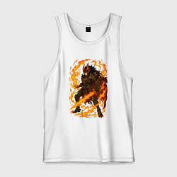 Майка мужская хлопок Герой дракон с огненным мечем, цвет: белый