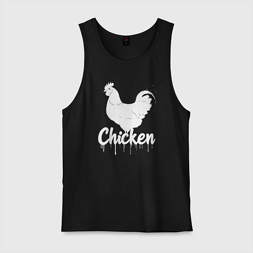 Мужская майка Курица в стиле белое граффити / Черный – фото 1