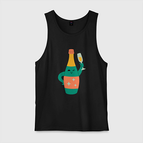 Мужская майка Бутылка шампанского / Черный – фото 1