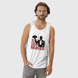 Майка мужская хлопок Тебя только что обслужили, цвет: белый — фото 2