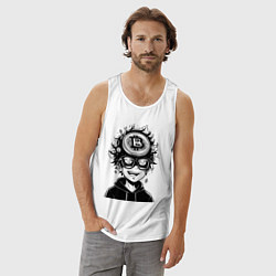 Майка мужская хлопок Аниме биткоин, цвет: белый — фото 2