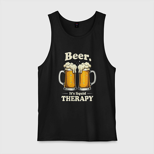 Мужская майка Beer its liquid therapy / Черный – фото 1