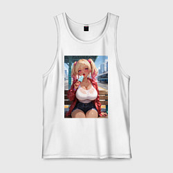 Майка мужская хлопок Симпотная девушка-гяру с мороженным - аниме, цвет: белый