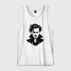 Майка мужская хлопок Аниме портрет Джонни Деппа, цвет: белый