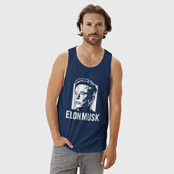 Майка мужская хлопок Илон Маск в стиле стрит-арт, цвет: тёмно-синий — фото 2