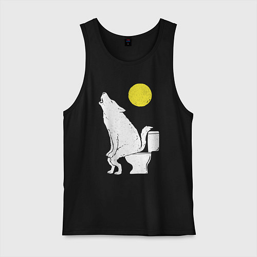 Мужская майка Срущий волк / Черный – фото 1