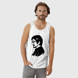 Майка мужская хлопок Хаяо Миядзаки в профиль, цвет: белый — фото 2