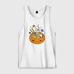 Майка мужская хлопок Halloween ramen, цвет: белый