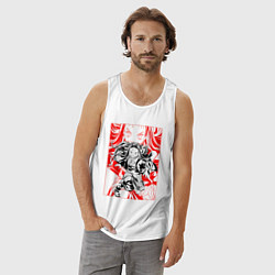 Майка мужская хлопок Клинок рассекающий демонов Незуко портрет, цвет: белый — фото 2