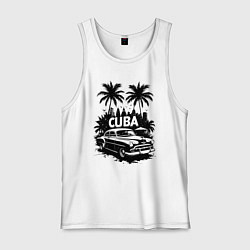 Мужская майка Ретро-Куба пальмы и автомобиль