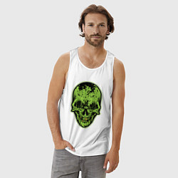 Майка мужская хлопок Green skeletor, цвет: белый — фото 2
