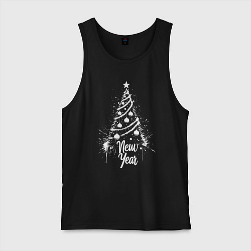 Мужская майка Новый год и елка / Черный – фото 1