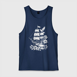 Мужская майка Пиратский бриг сокровища и попугаи