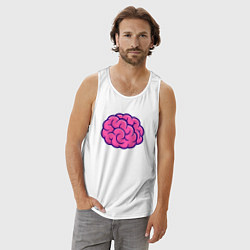 Майка мужская хлопок Розовый мозг, цвет: белый — фото 2