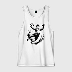 Майка мужская хлопок Вратарь ловит мяч, цвет: белый