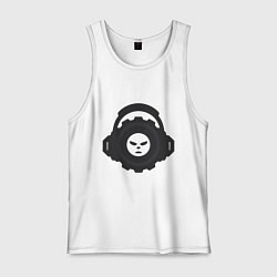 Мужская майка Логотип c лицом и шестернёй в наушниках