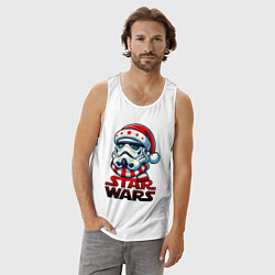 Майка мужская хлопок Stormtrooper new year, цвет: белый — фото 2