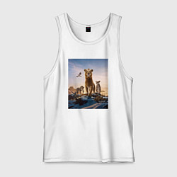 Майка мужская хлопок Семья львов, цвет: белый