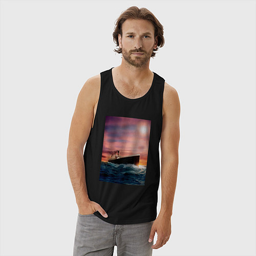 Мужская майка Титаник в океане / Черный – фото 3