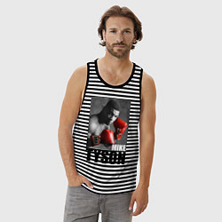 Майка мужская хлопок Mike Tyson, цвет: черная тельняшка — фото 2