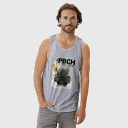 Майка мужская хлопок РВСН: Привет Америке, цвет: меланж — фото 2