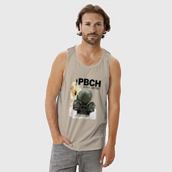 Майка мужская хлопок РВСН: Привет Америке, цвет: миндальный — фото 2