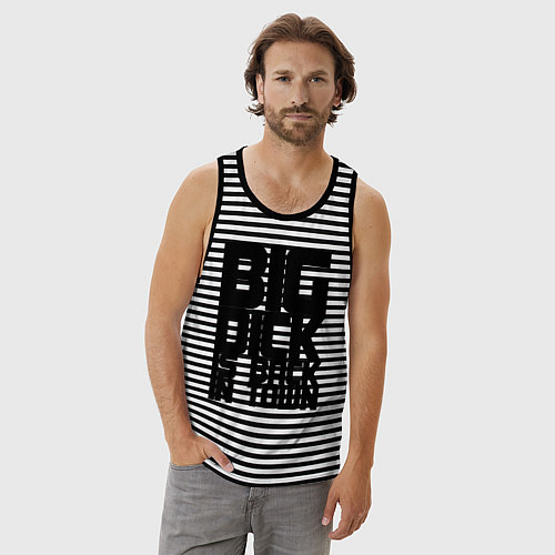 Мужская майка BIG DICK IS BACK IN TOWN / Черная тельняшка – фото 3