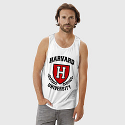 Майка мужская хлопок Harvard University, цвет: белый — фото 2