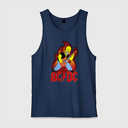 Майка мужская хлопок AC/DC Homer, цвет: тёмно-синий