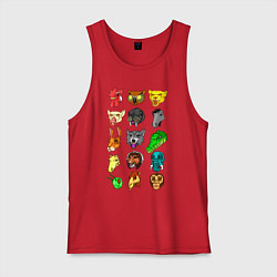 Майка мужская хлопок Hotline Miami Masks, цвет: красный