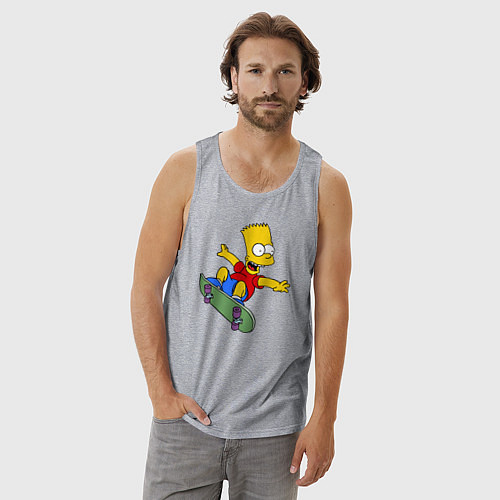 Мужская майка Барт на скейте / Меланж – фото 3